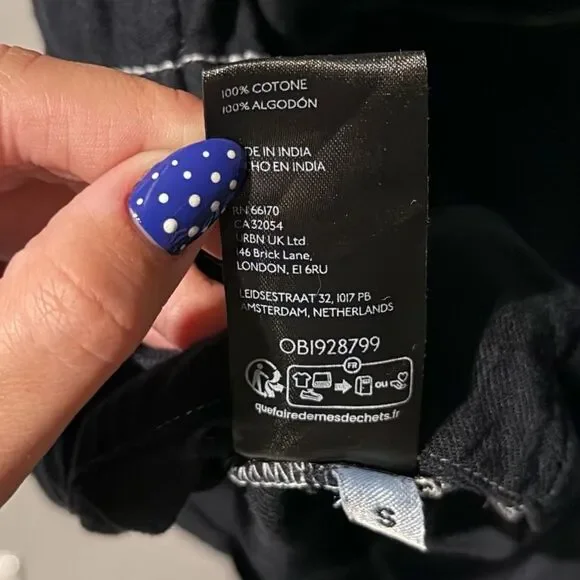 Anthropologie Black Mini Dress with White Stitching - Picture 7 of 7